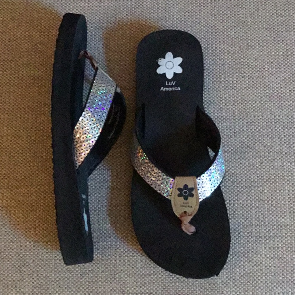 Silver Flip Flops